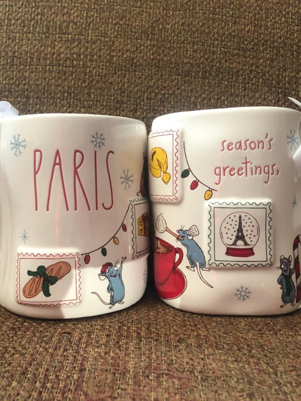 NWT Rae Dunn Disney Ratatouille Christmas Mug "Season's Greeting" "Paris"
